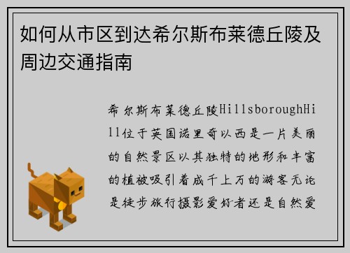 如何从市区到达希尔斯布莱德丘陵及周边交通指南